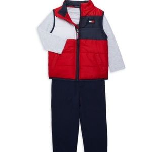 TOMMY HILFIGER Little Boy’s 3-Piece Vest, Tee & Joggers Set